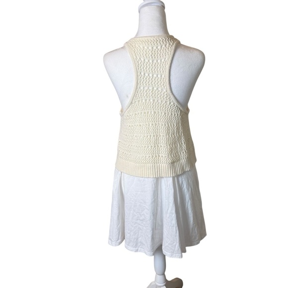 Anthropologie Daily Practice Twofer Sweater Knit Mini Dress Cream Medium Boho - Picture 9 of 15